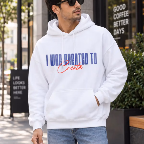 I Was Created To Create | White Oversized Hoodie