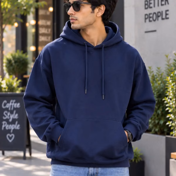 Plain Navy Blue Oversized Hoodie